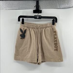 Playboy Women's Sweat Shorts - Tan - Small